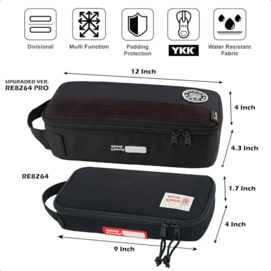 Rough Enough Small Tool Bag Pouch Portable Tool Box EDC Organizer with Handle 12 Inch Cordura Padded Water Resistant Base Black