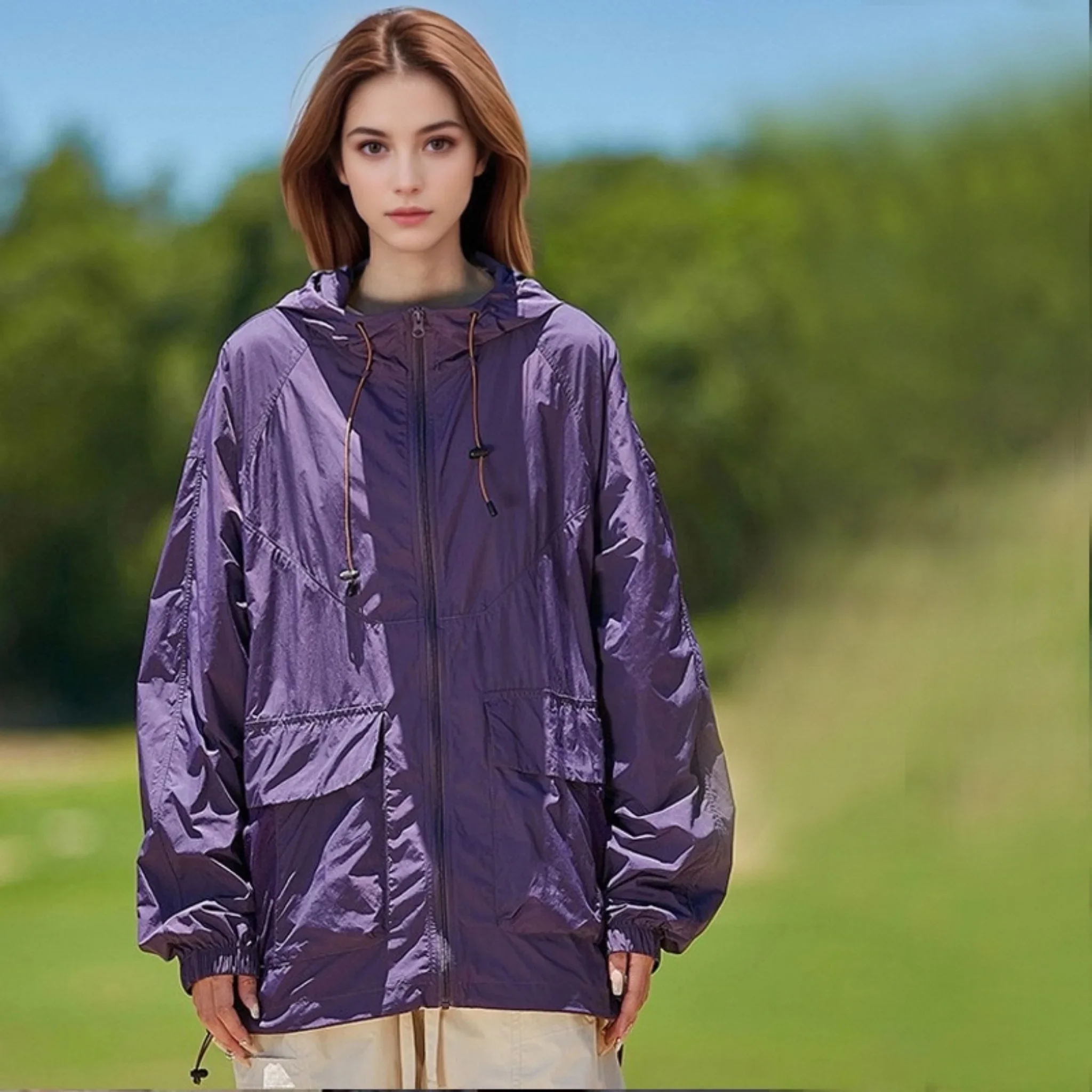 

Men Women Sun Protection Ice Cooling Fan Jacket Hooded Air Conditioner Clothes Breathable Outdoor Fishing Camping Summer Tops