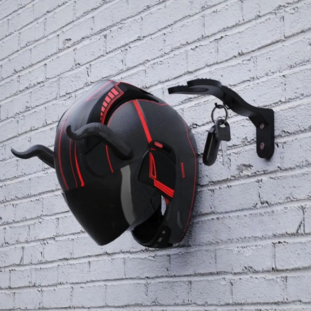 Multipurpose ABS Motorcycle Head Gear Hook Black Wall Mount Storage Rack No Drill Motorcycle Helmet Organizer Holder Home Use