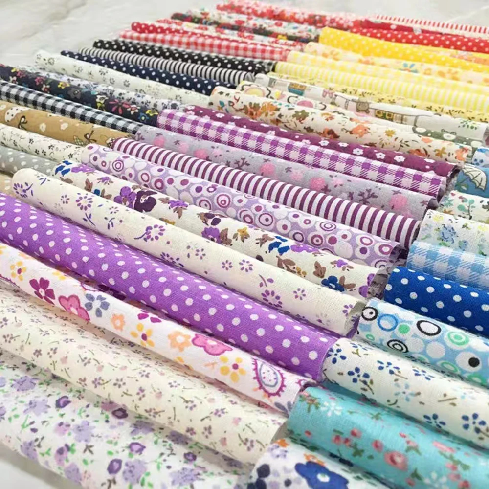 7 pezzi fatti a mano fai da te tutto il tessuto patchwork di cotone, tessuto di puro cotone, tessuto stampato, vestito per abbigliamento per