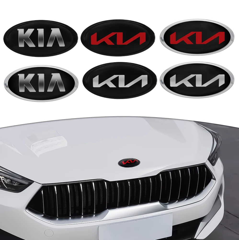 Insignia con emblema delantero de coche, accesorios adhesivos para Kia Sportage Rio Soul Picanto EV6 Cerato Niro Telluride Sorento II Seltos Optima