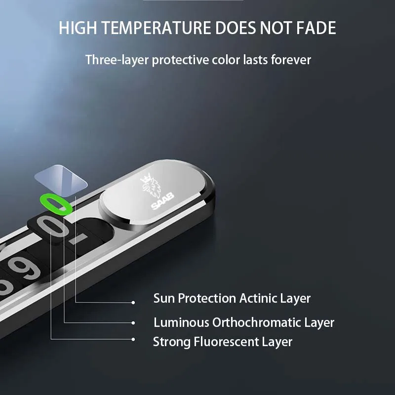자동차 임시 주차 플레이트, 전화 번호판, 금속 엠블럼 액세서리, 2024 터보 폰 거치대 튜닝, Saab 93 95 900 9000