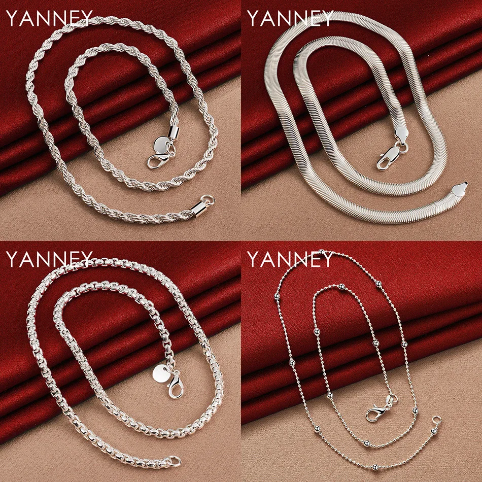 

Модное ожерелье из стерлингового серебра 925, простая боковая цепочка для мужчин и женщин, вечерние свадебные подарки, ювелирные изделия, аксессуары в стиле хип-хоп