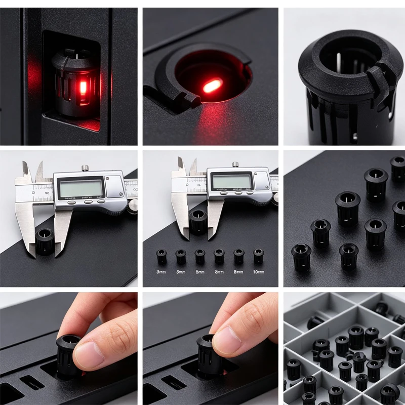 Black Plastic Lamp Bases 3mm/5mm/8mm/10mm LED Diode Holder Black Clip Bezel Socket Mount DIY Light Emitting Diode 10pcs