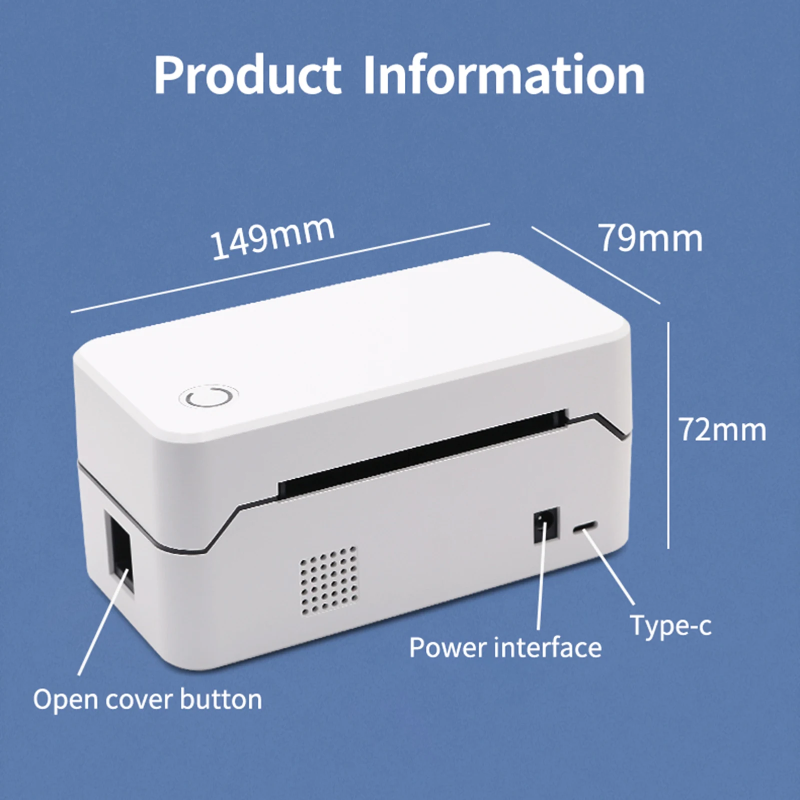 80mm USB Shippting Label Printer with Auto Cutter Desktop Direct Thermal Printing Wired Connection Support 1D 2D Barcode