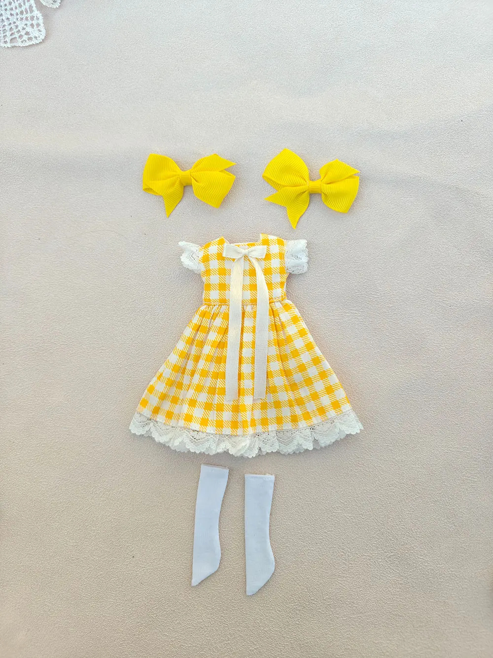 NEW Blythe Doll Clothes  blythe clothing  Classic  Lemon yellow plaid dress Handmade OB22 OB24 AZONE Accessories blythe clothes