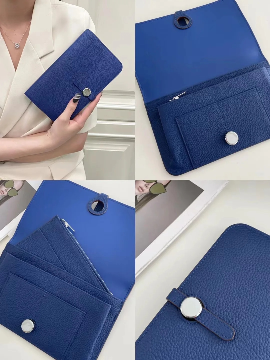 Luxury Genuine Leather Women Wallets Long Cowhide Purse High Capacity Gold/Silver Hasp Clutch Bag Brand Design Ladies Billfold