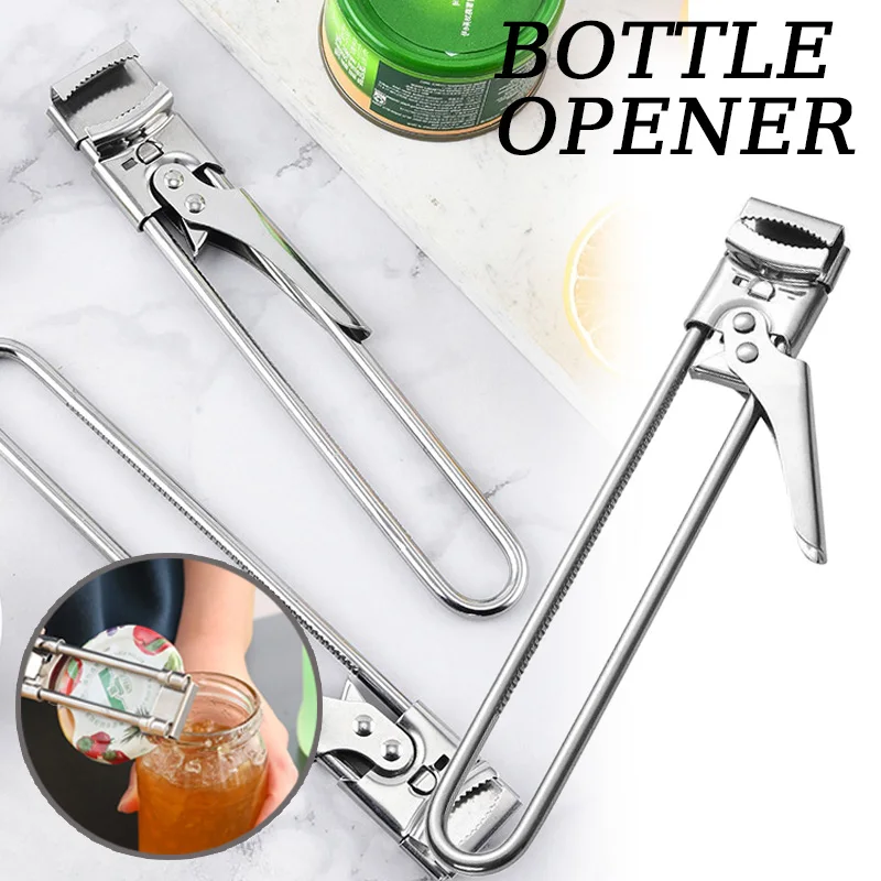 Adjustable Bottle Opener Stainless Steel Beer Wine Openers Labor-saving Seasoning Can Crusher Kitchen Tools Bar Accessories