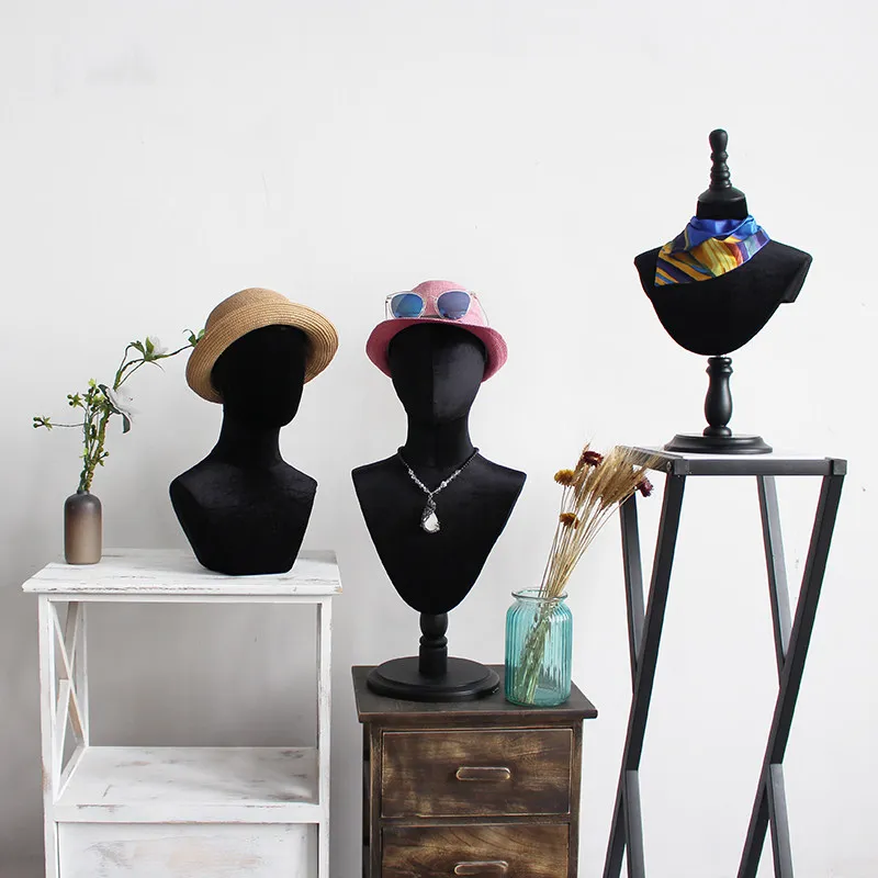 Black Velvet Bag,Cloth Head Model,Prop,Shirt Hat Model,Necklace Scarf Glasses Display Stand,Window Display,Dummy AT411