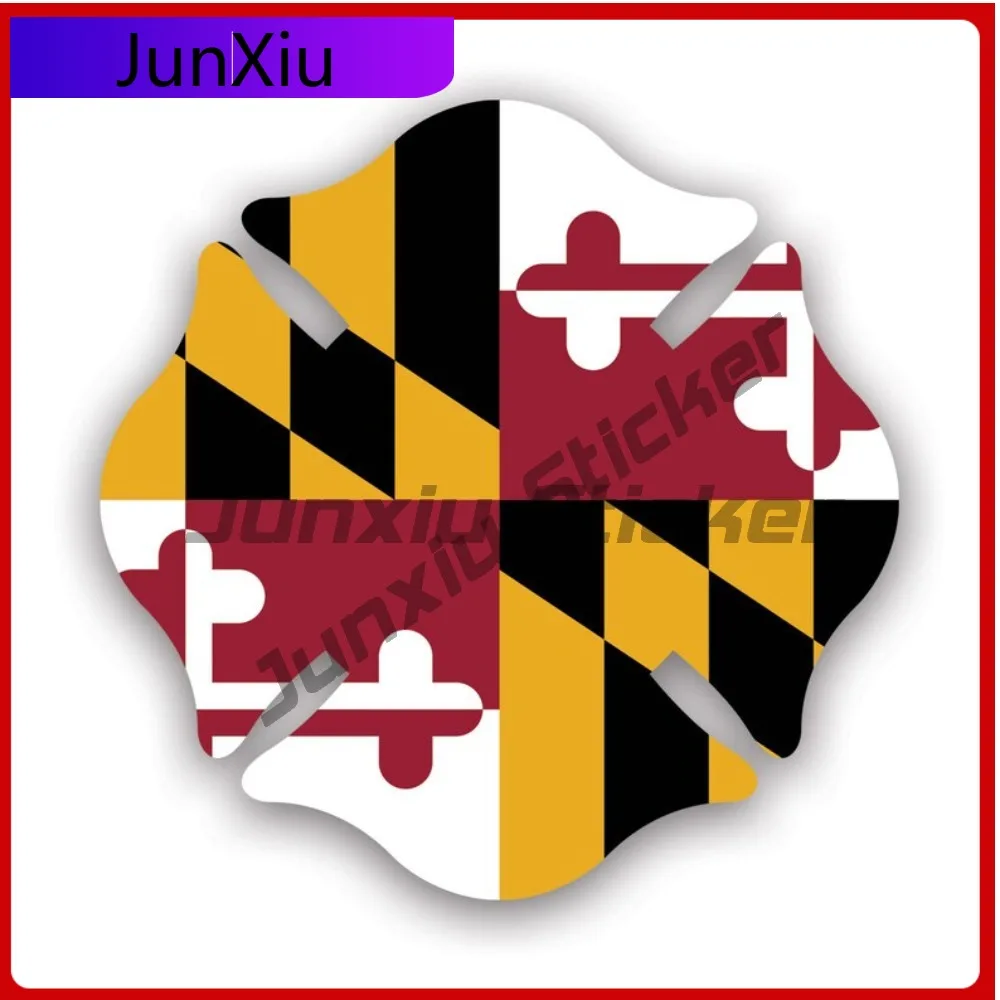 

Maryland State Maltese Cross Shaped Sticker Creative Decals Fighter Dept First Responder Symbol Of Protection State Flag