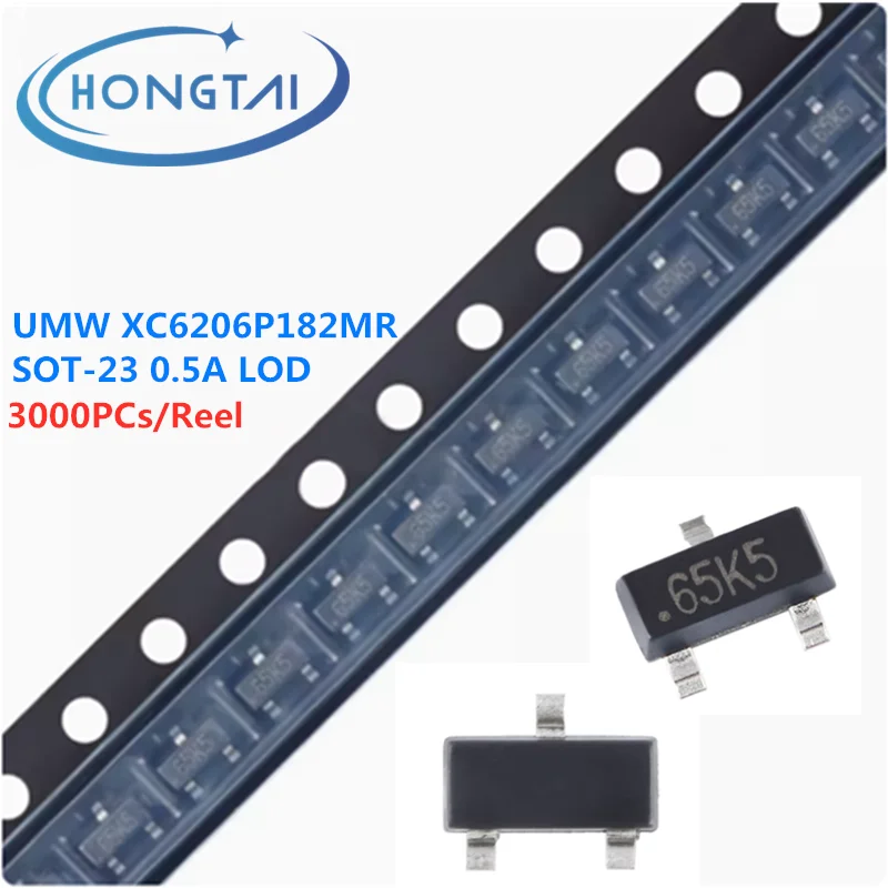 

3000PCs/Reel Free Shipping UMW XC6206P182MR SOT-23 0.5A Low Voltage Differential Linear Stabilizer LDO Chip Original New