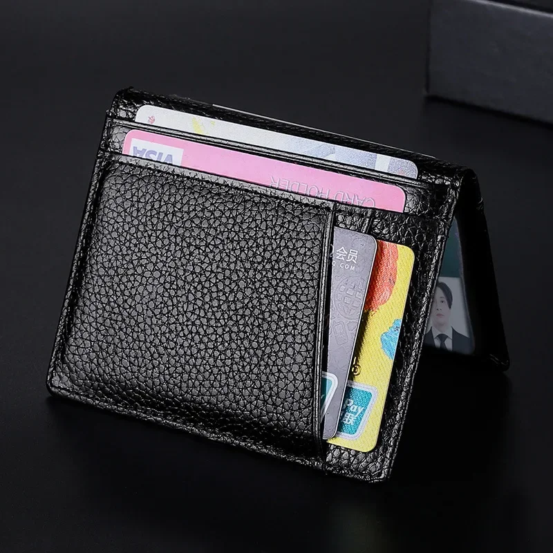 

Genuine Leather Card Wallet Super Slim Credit Card Holder Men Wallet Thin Small Soft Leather