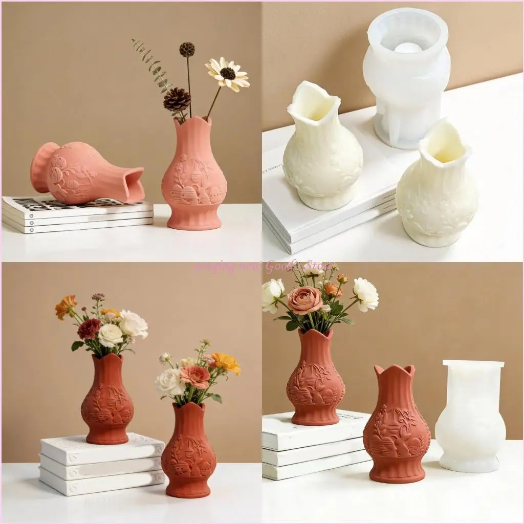 

57QA Универсальная силиконовая форма с рельефным кроликом, идеально подходящая для изготовления уникальной декоративной вазы и