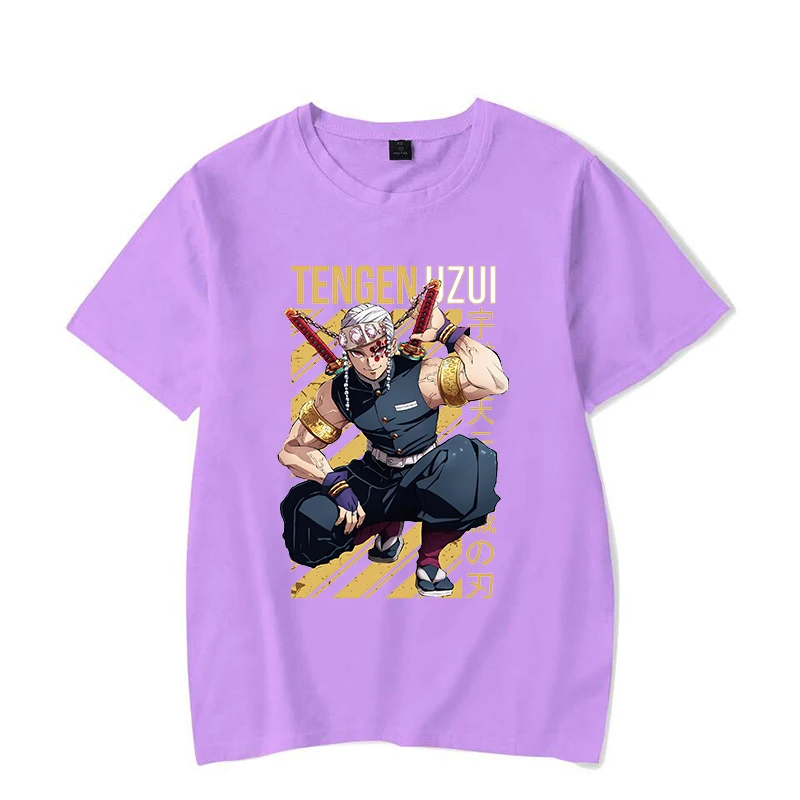 Camiseta Unisex de manga corta con estampado de Anime Uzui Tengen, Tops informales de moda para hombre y mujer, novedad de verano