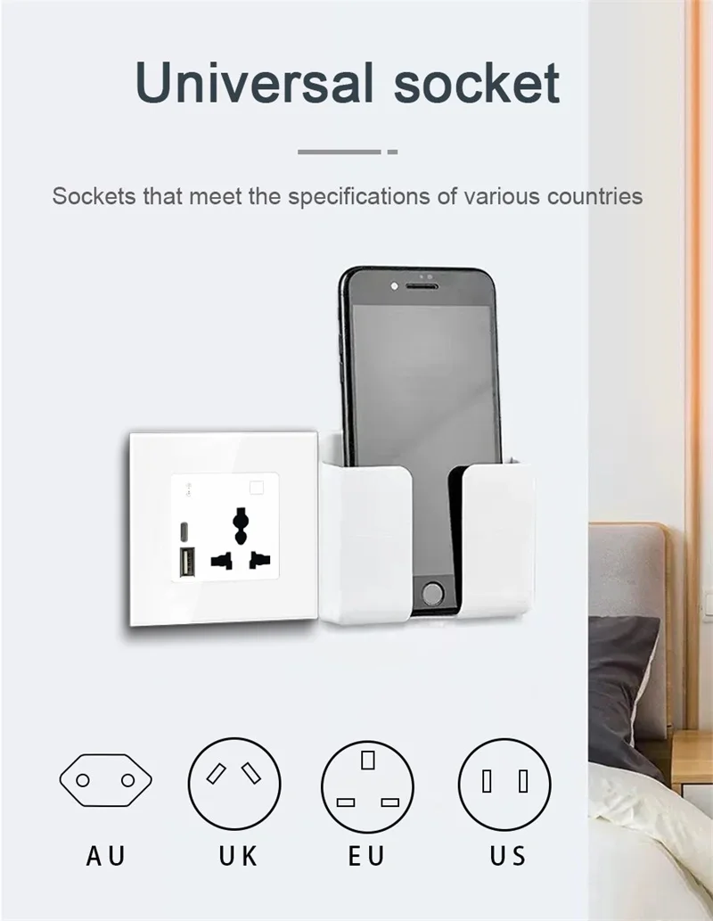 란본 EU UK 고속 유럽 연합 표준 스마트 와이파이 소켓 USB C 스마트 홈 16A 범용 벽면 소켓 타입 C 투야 홈킷