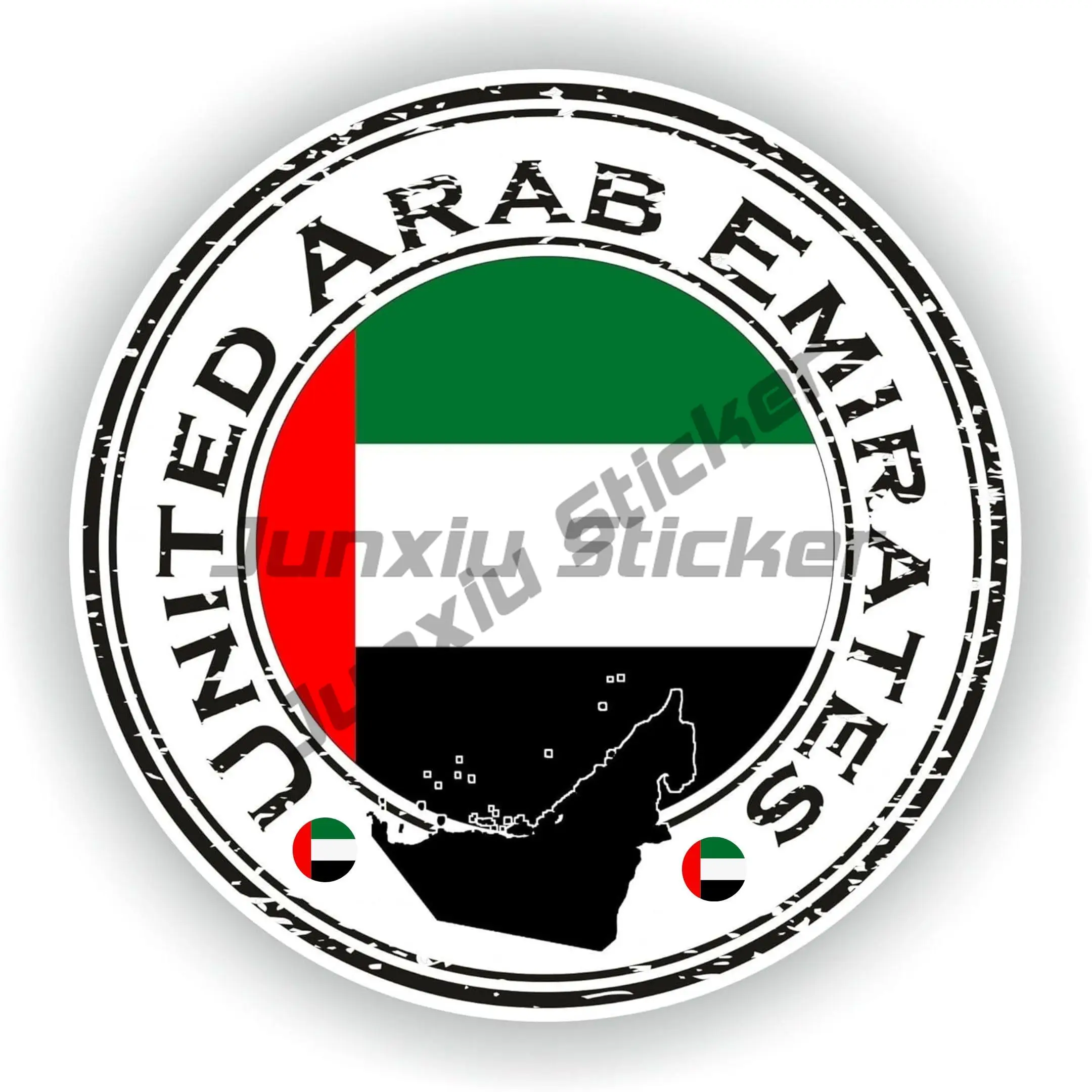

Welcome To United Arab Emirates Sticker UAE Flag Round Flag Seal Oval White Waterproof Decals Creativity Personality Decoration
