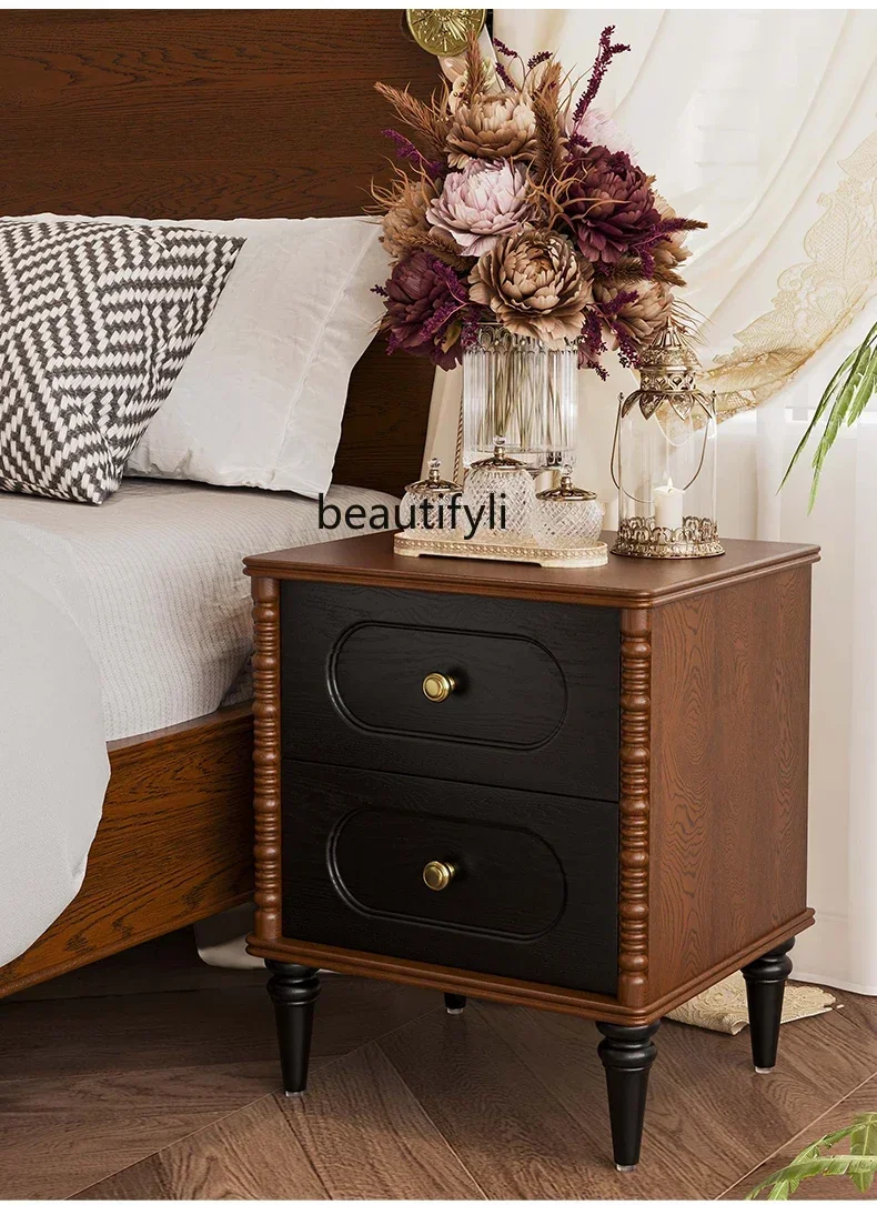

SS ss7486 French retro style solid wood bedside table household bedroom bedside storage cabinet bedside side cabinet