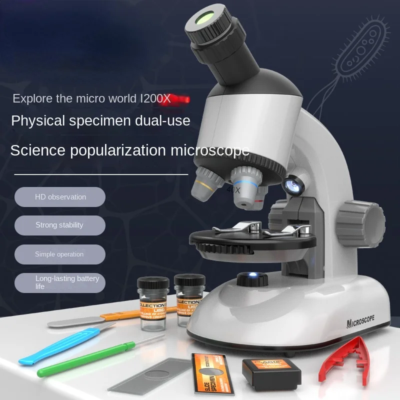 

Rotating Head Microscope HD 1200 Times Elementary School Student Experimental Science and Education Equipment Educational Toys