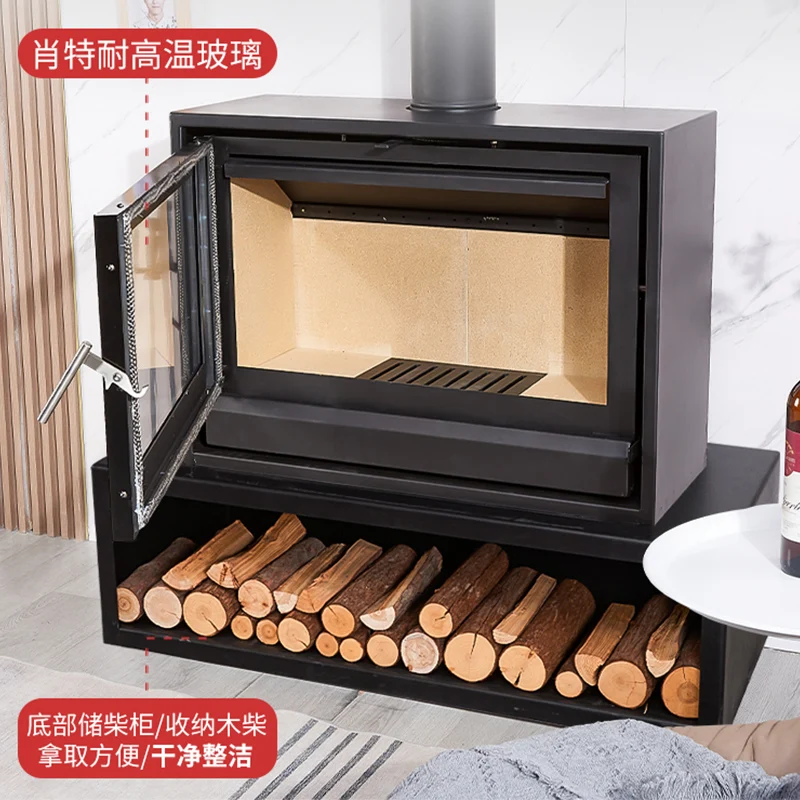 Fireplace real fire wood burning household heating stove modern European style steel plate burning wood stove core villa