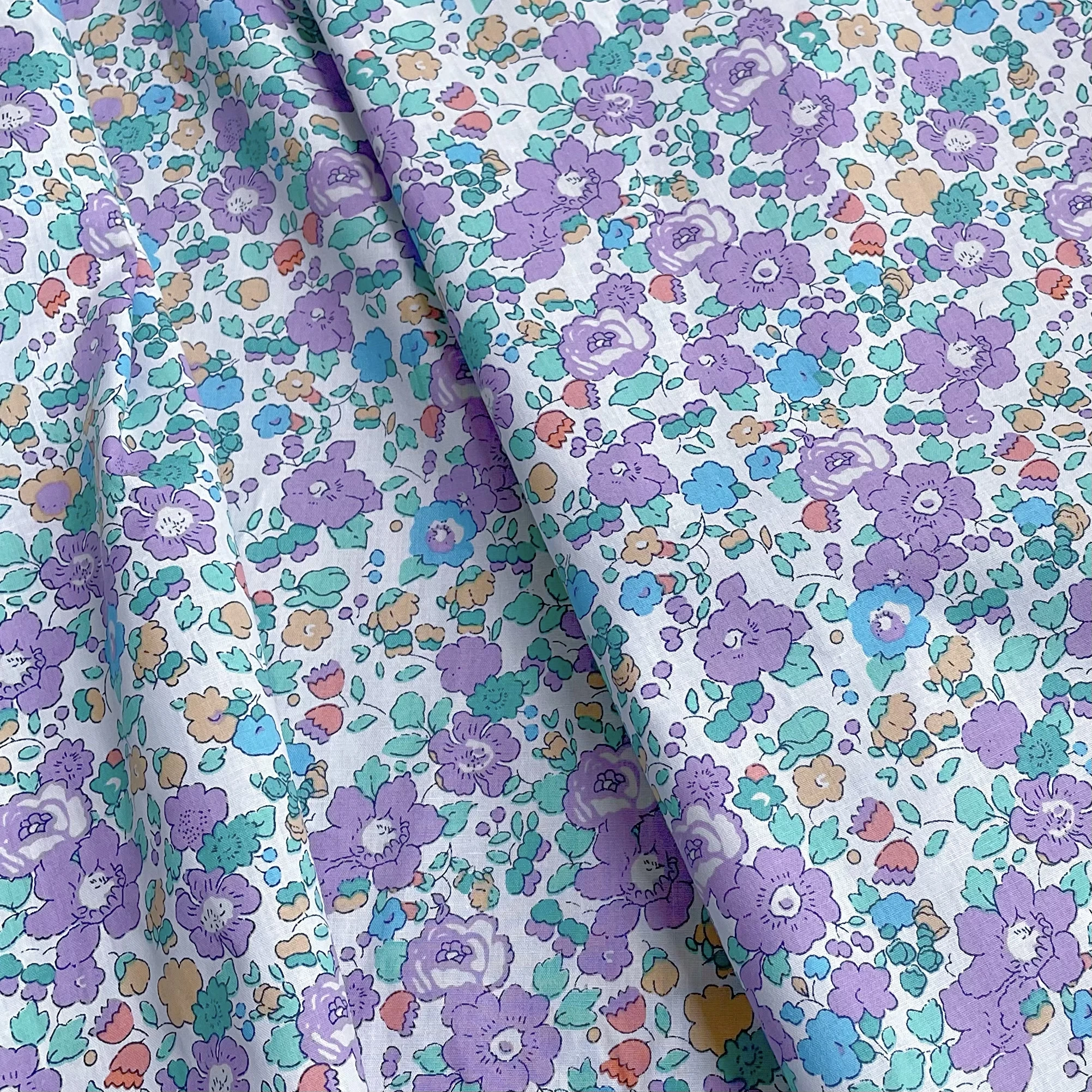 Betsy Light Purple 100% Cotton Poplin Fabric 40S Like Liberty Digital Printed For Sewing Cloth Dress Skirt Kids Designer Design