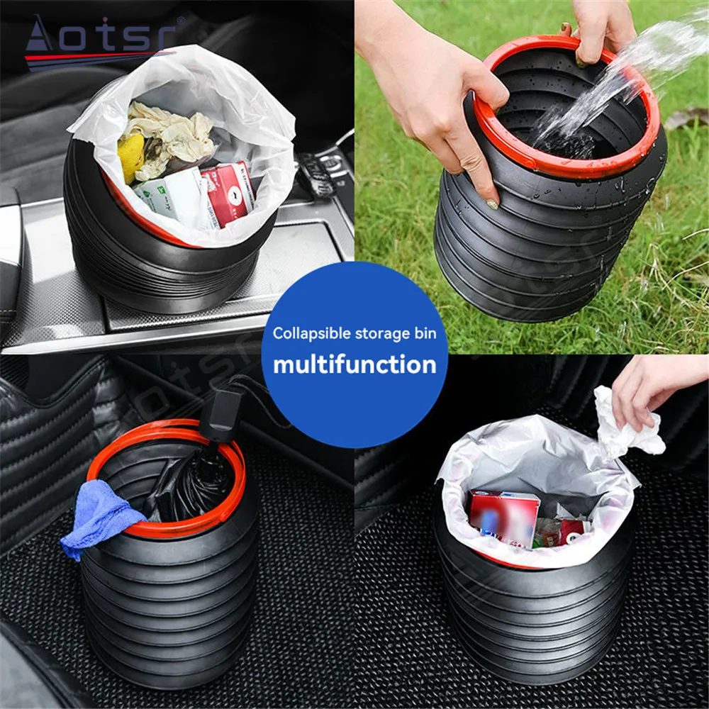 

New Portable Foldable Car Trash Bin Outdoor Fishing Bucket Trash Can 4L Mini Multifunction Storage Bucket Garbage Can Bin