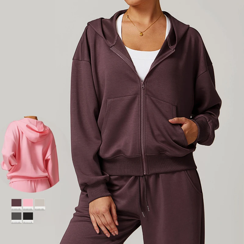 

Женские толстовки SHINBENE Air Layer Leisure на молнии, оверсайз, с капюшоном, на полной молнии