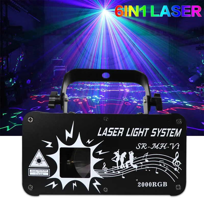 2w Indoor Home Party Disco 2025 New 2-Eyes Laser Projector 5W Wedding Stage Lighting Effect Sound Control Night Club Dj Lights