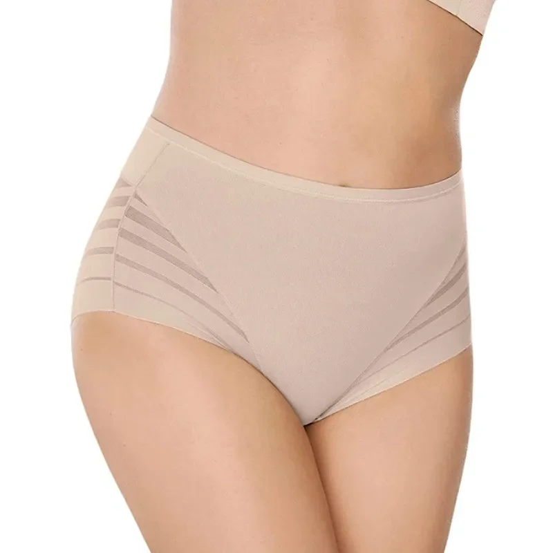 여성용 하이 웨이스트 브리프, 심리스 팬티, 투명 메쉬, 고탄성 배 컨트롤, 보정속옷 아이스 실크 속옷, 섹시 란제리
