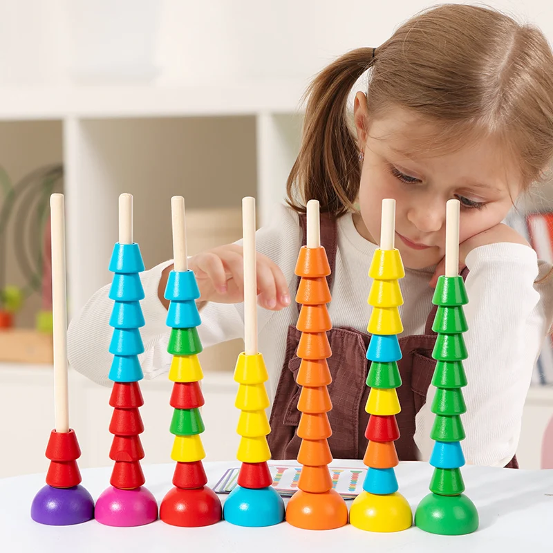 DIY Montessori Farbe Passenden Zählen Perlen Sortieren Holz Spielen Spiele Lernen Pädagogisches Spielzeug Für Kinder Kinder