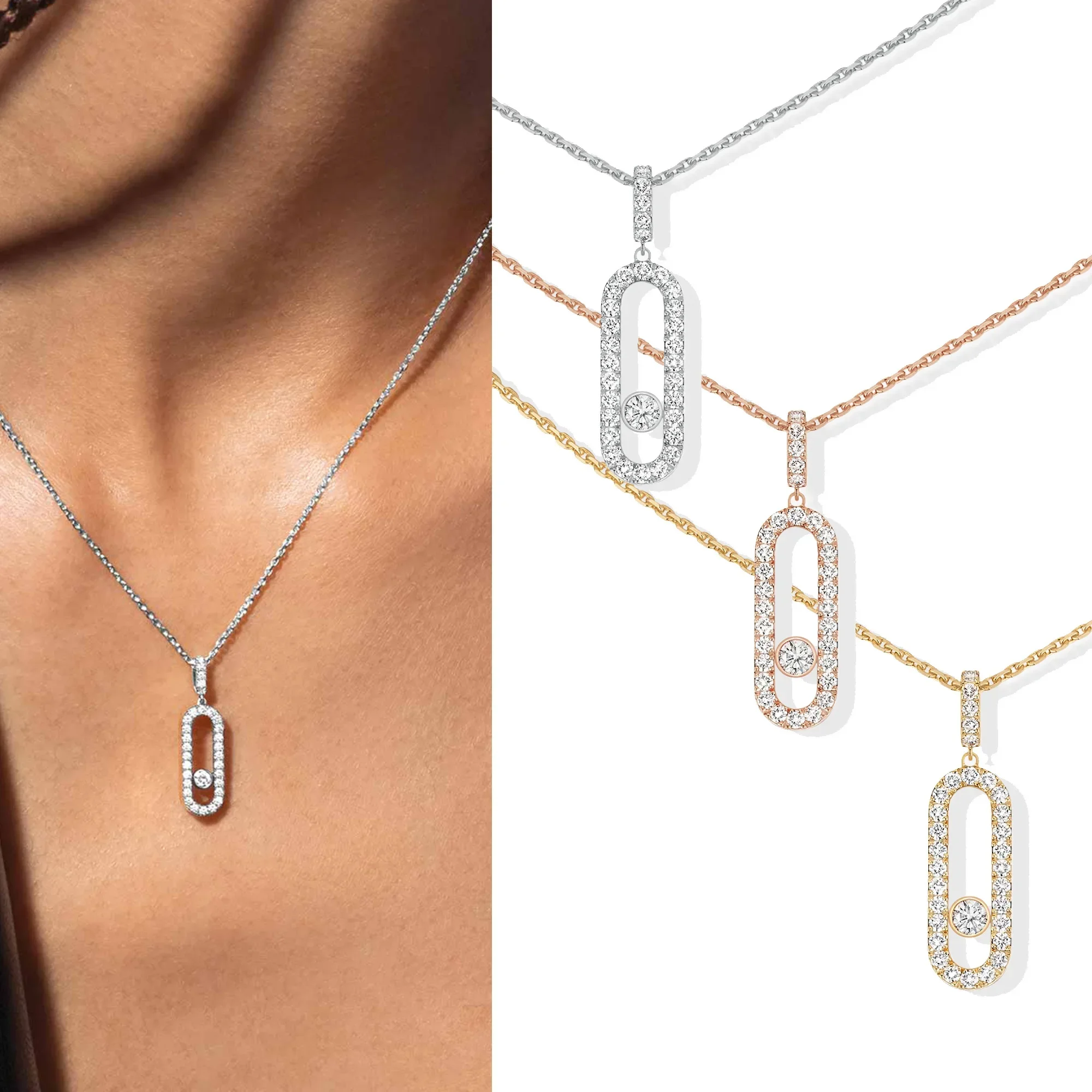 

2025 New Full Diamond Luxury Shining Exquisite Diamond Set Sterling Silver S925 Gift Pendant Necklace