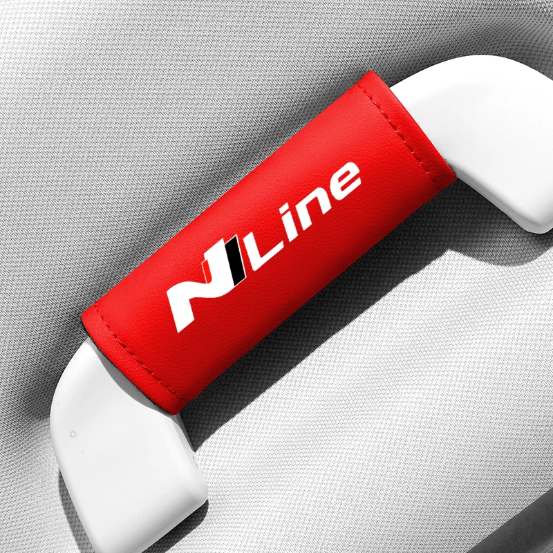 1PC Leather Car Roof Armrest Pull Gloves Door Handle Protection Cover For Hyundai N N2 NLINE NLINE2 i20 i30 i40 Car Accessories