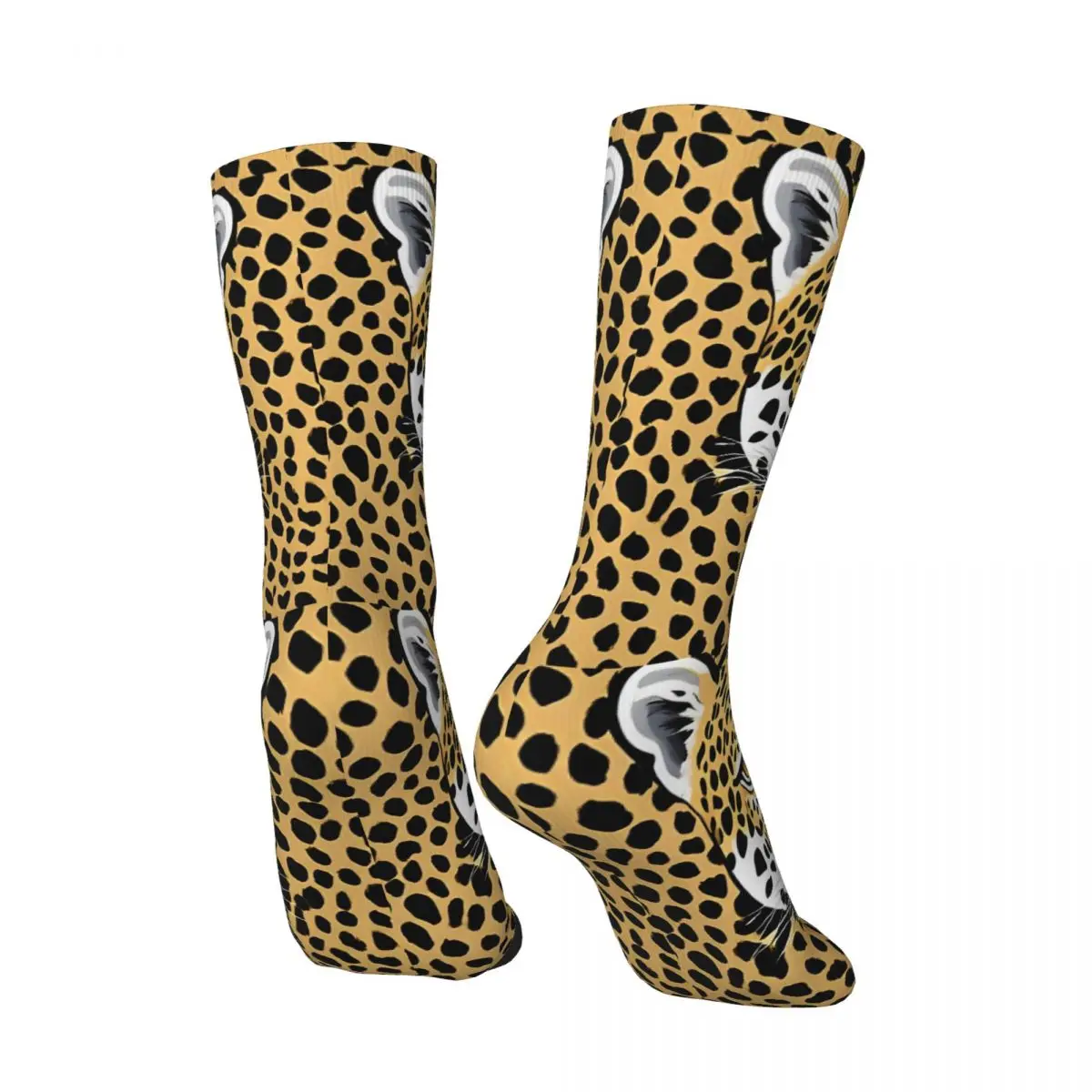 Women Men Socks A Leopard Fabric Blue Aesthetic Leopard Print Stockings Winter Warm Soft Socks Printed Cycling Non Slip Socks