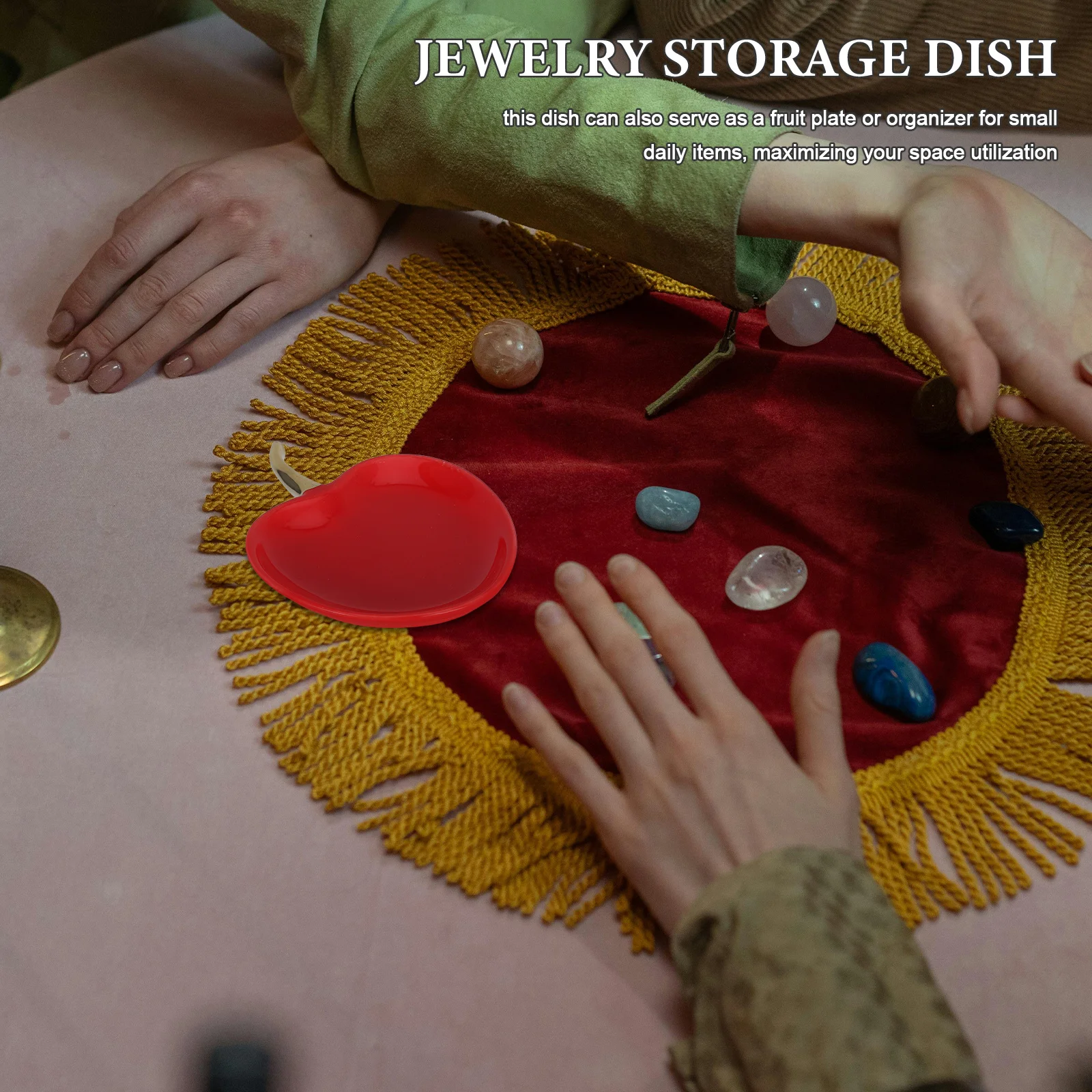 

Ceramic Jewelry Storage Dish Red Apple Design Elegant Vanity Organizer Tray for Rings Earrings Perfume Keys Home