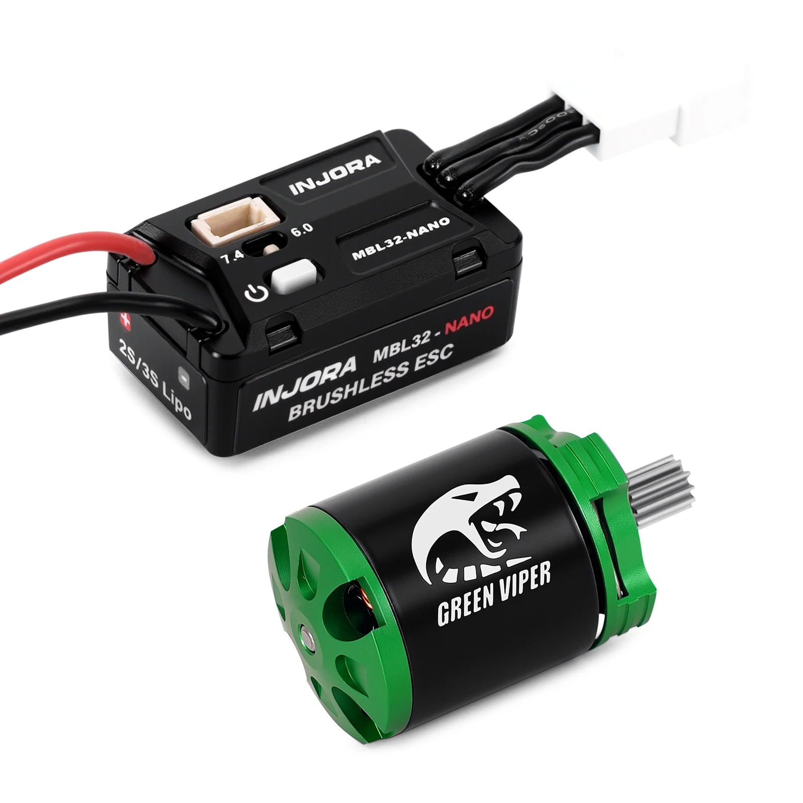 INJORA MBL32-NANO Brushless ESC & 1621 Green Viper Motor 4300KV for 1/30 Axial SCX30
