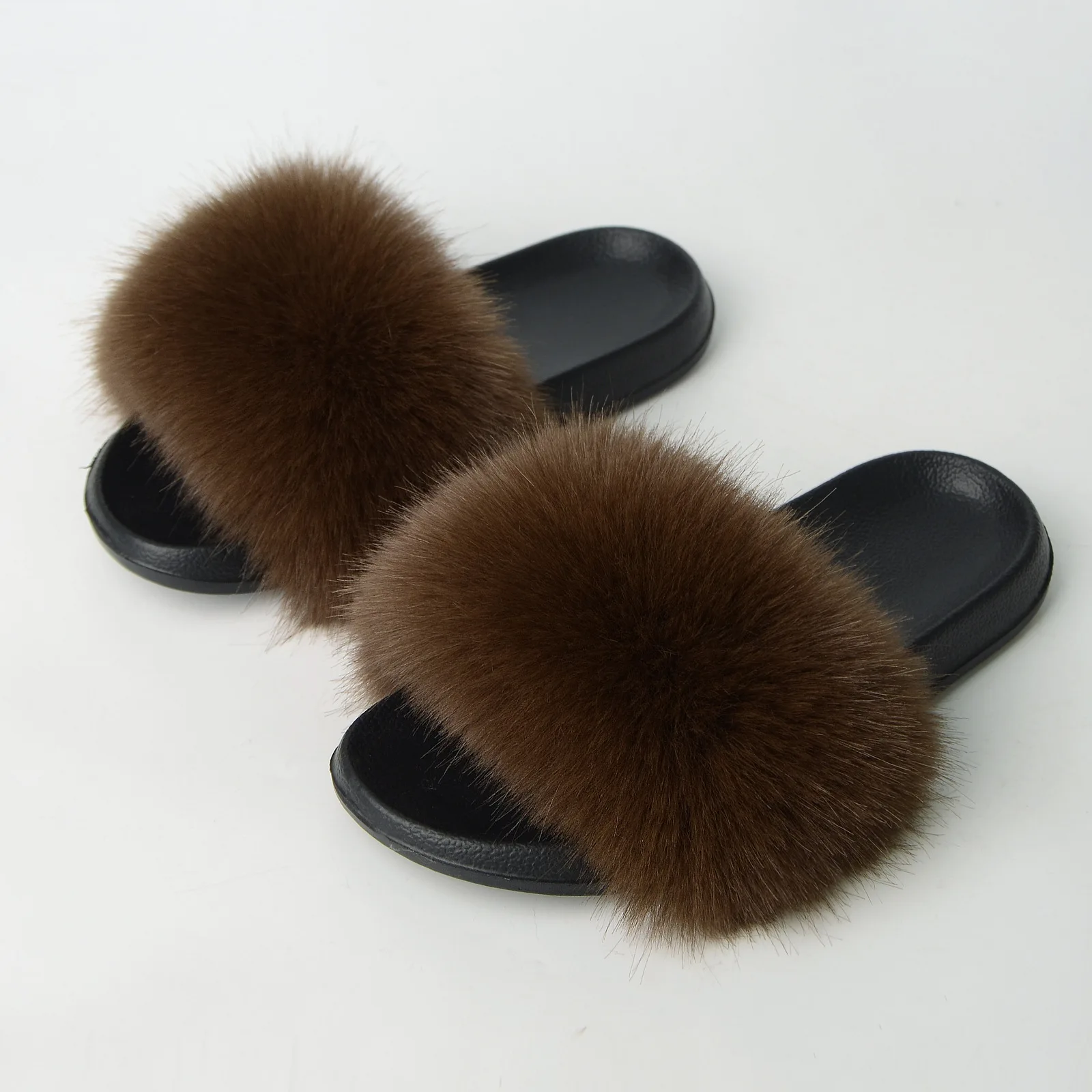 17 Colors 36-45 Size Fashion Outside Soild Faux Fox Fur Flip Flops Four Reason Summer Winter Women Home Shoes Slippers