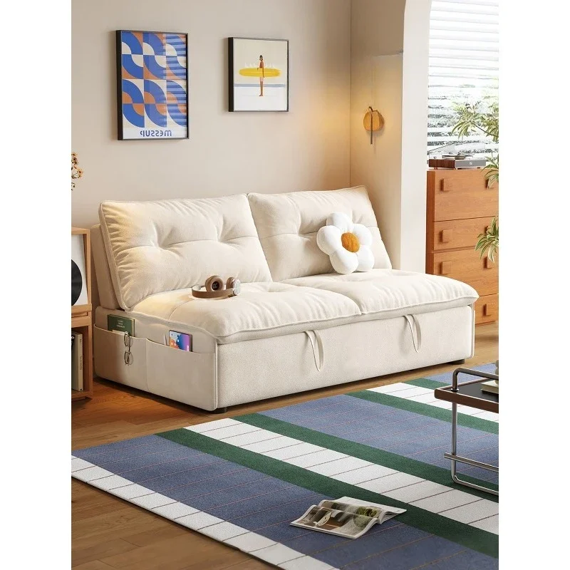 Wooden house wind room sofa bed Cream wind small apartment living room foldable sofa bed