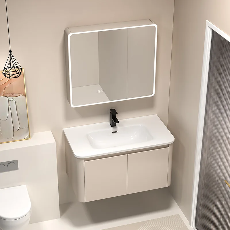 Modern Smart Bathroom Cabinet Honeycomb Aluminum Toilet Washbasin Cabinet Combination Integrated Ceramic Washbasin Washing Table