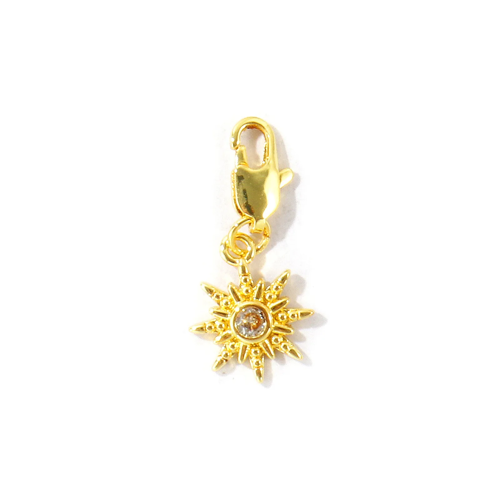 2 Stück Messing-Hartriegel-Anhänger, Kreuz, Sonne, Hartriegel, Flugzeug, 18K vergoldet, klare Zirkonia-Anhänger für die Herstellung von DIY-Halsketten – Detail 7