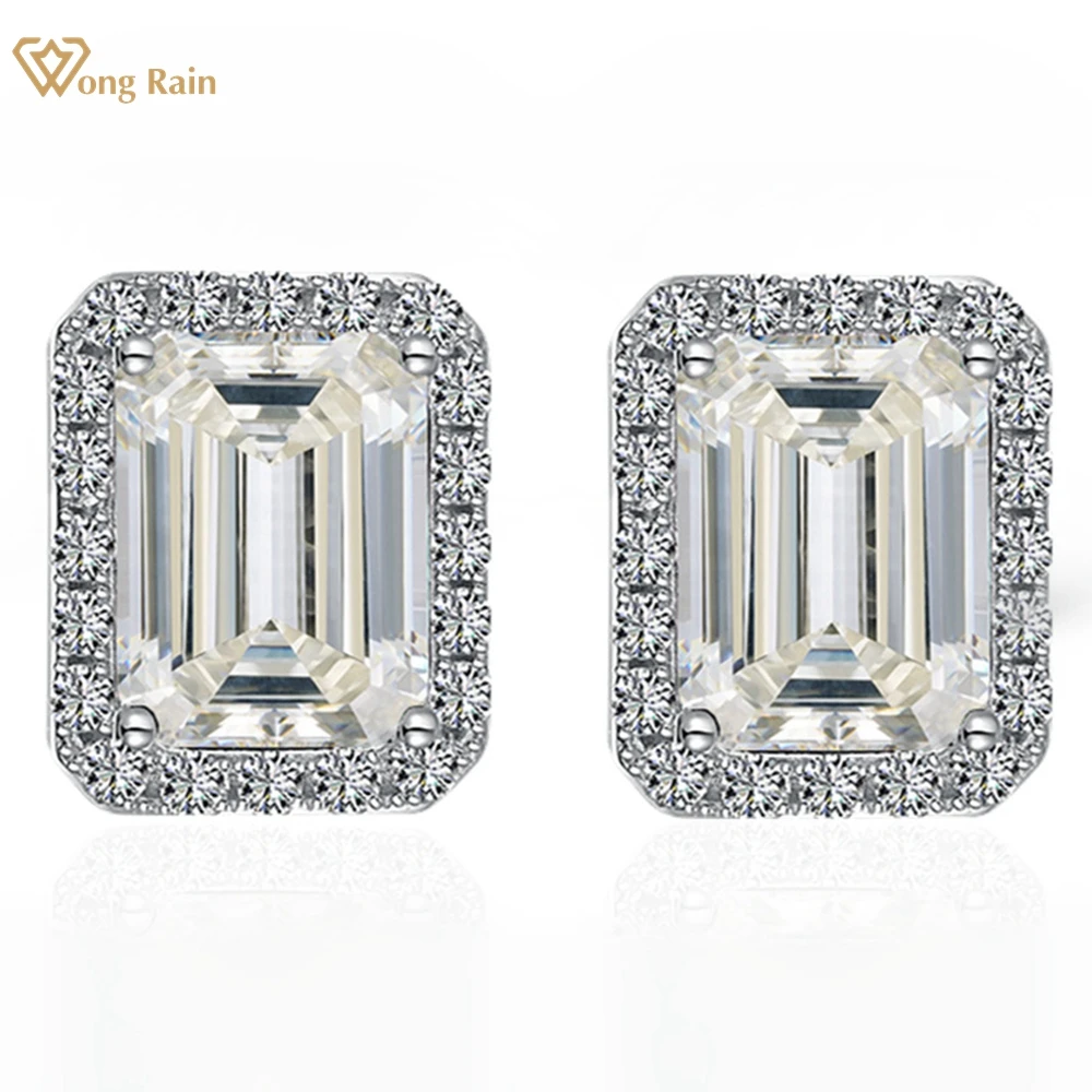 

Wong Rain 925 Sterling Silver VVS1 3EX D Color 2-3CT Emerald Cut Real Moissanite Diamonds Ear Studs Earrings For Women Jewelry