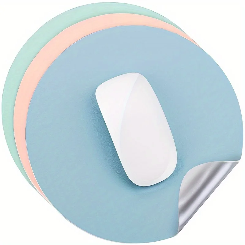 

Двусторонний круглый коврик для мыши, однотонный универсальный нескользящий коврик для мыши, подходит для ноутбука, офиса, кожаный игровой коврик для мыши