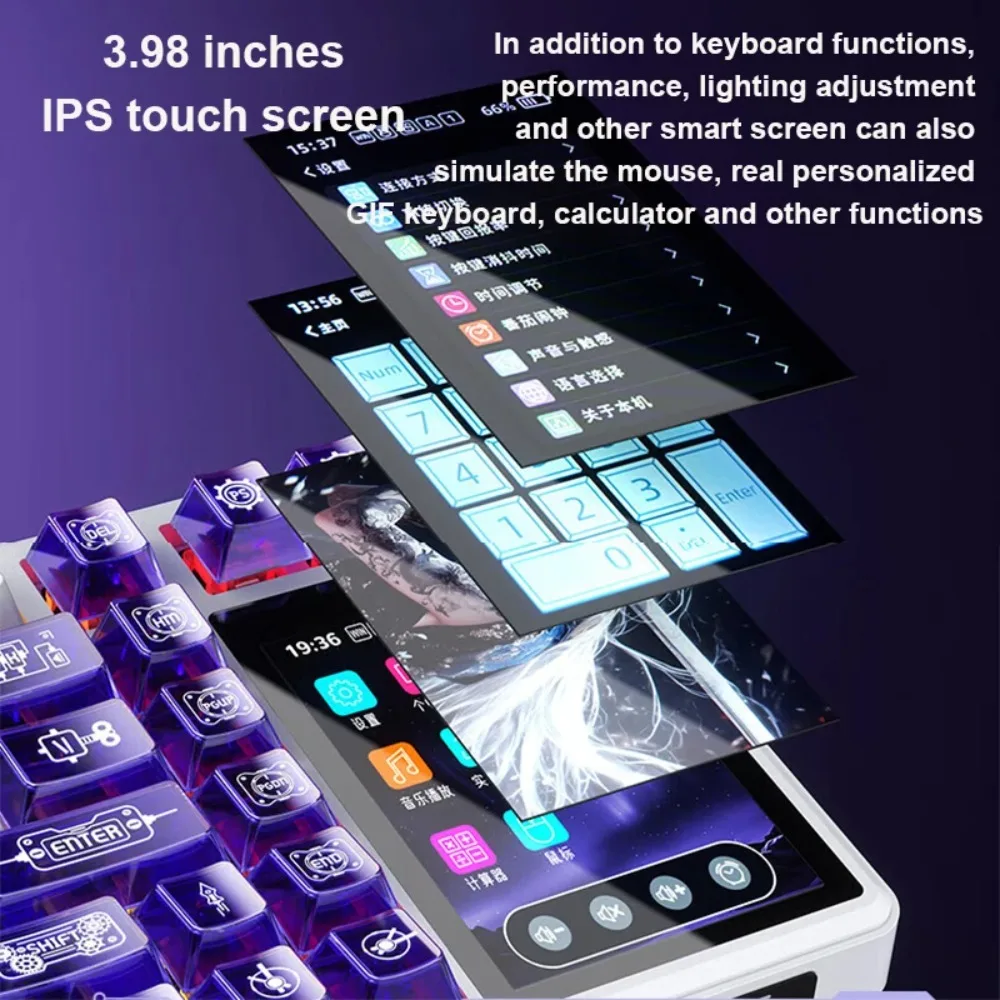 AULA L99 Gasket Mechanical Keyboard TFT Screen Tri Mode Wireless Bluetooth Hot Swappable RGB Esports Game Dedicated Keyboard