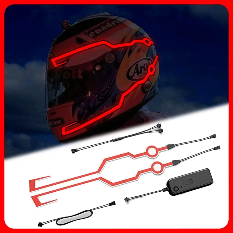 Motorcycle Helmet Light Riding Signal EL Strip Flashing LED Helmet Light Durable EL Waterproof Sticker 4 Flashing Accessories