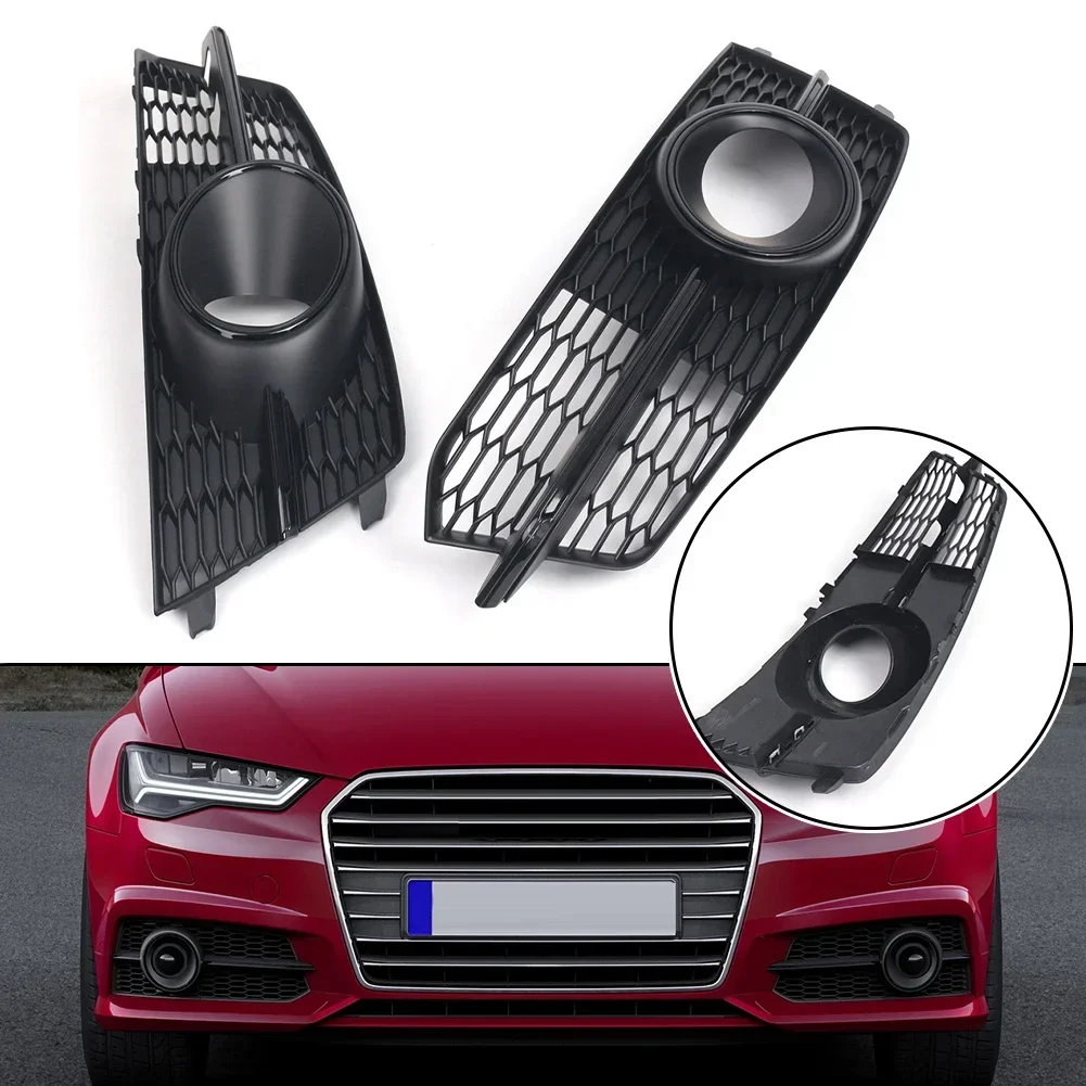 2Pcs Front Bumper Fog Light Grille Car Bumper Fog Lamp Frame For A6 (C7) S-LINE 2014.06 - 2018.09 4G0807681AG,4G0807682AG