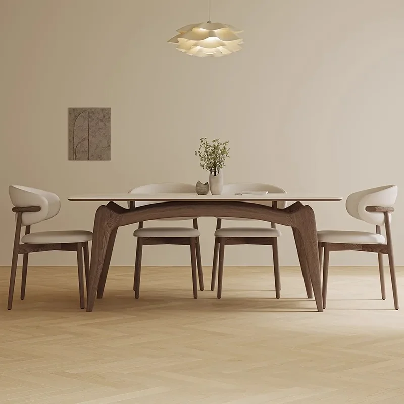 Dining table modern simple small apartment ash wood rectangular dining table suspended rock slab table and chair combination
