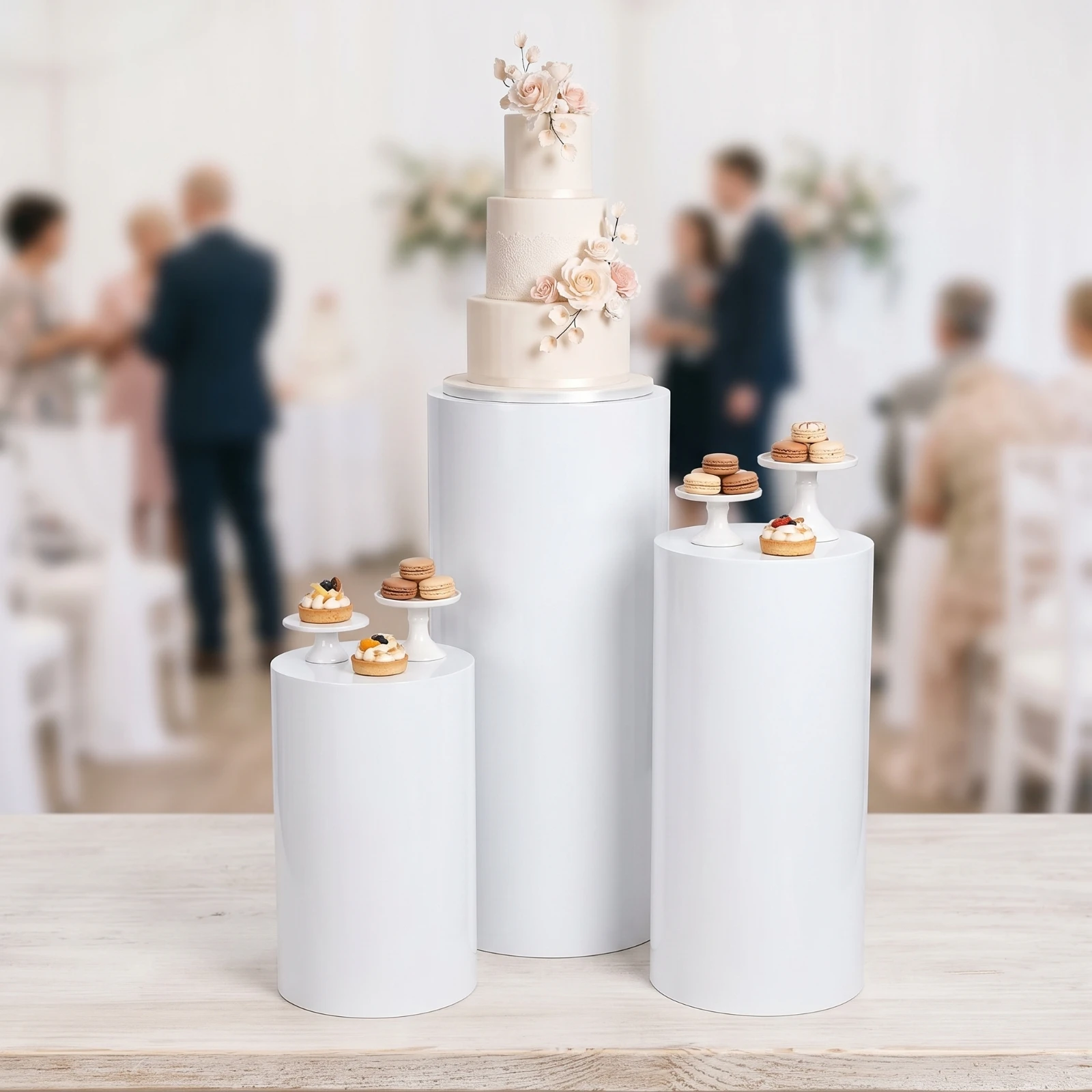 3 Pieces Cylindrical Display Pedestals Hollow Cylinder Pedestals with Open Top Display Pedestal Stand Decorative