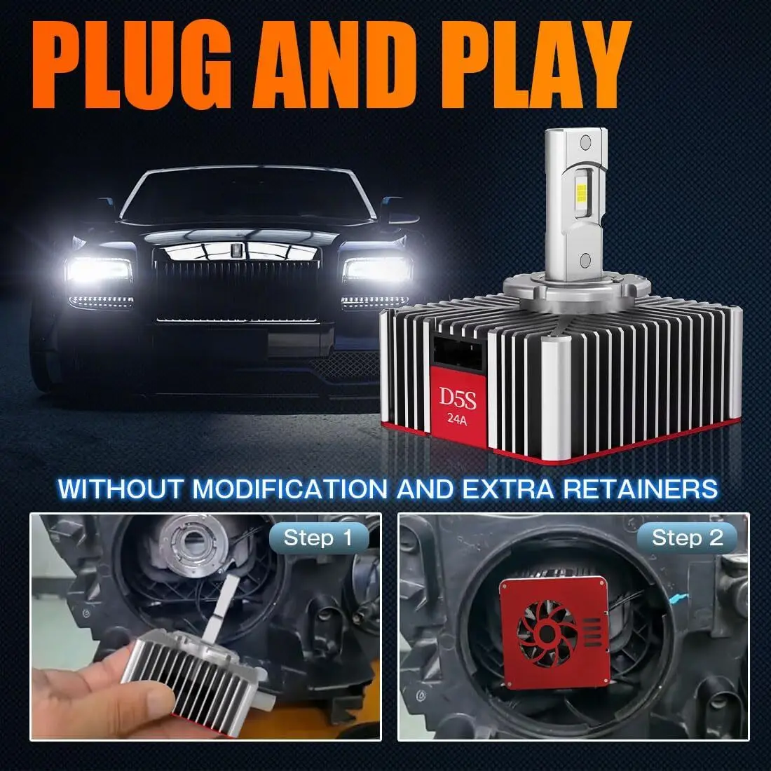 2 قطعة D5S LED المصابيح الأمامية ل 2016-2018 تشيفي سيلفرادو جي إم سي سييرا 1500 2500 HD 3500 HD الشظية SC-1058