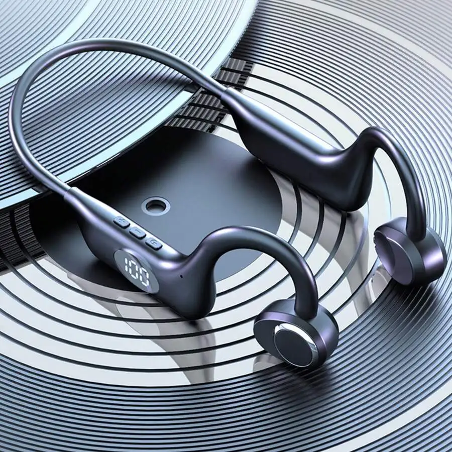 Bones Conduction Headphones Bluetooth 5.3 Open-Ear Sports Headphones With Built-In Mic, 8H Use Time IPX5 Waterproof