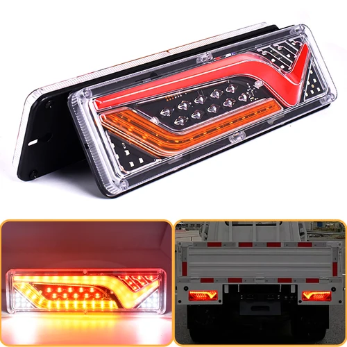 Imagen 1 del producto Luces LED brillantes para lámpara trasera de camión, iluminación de marcha atrás multifunción con señal de giro de flujo de parada de freno para remolques de camiones y coches