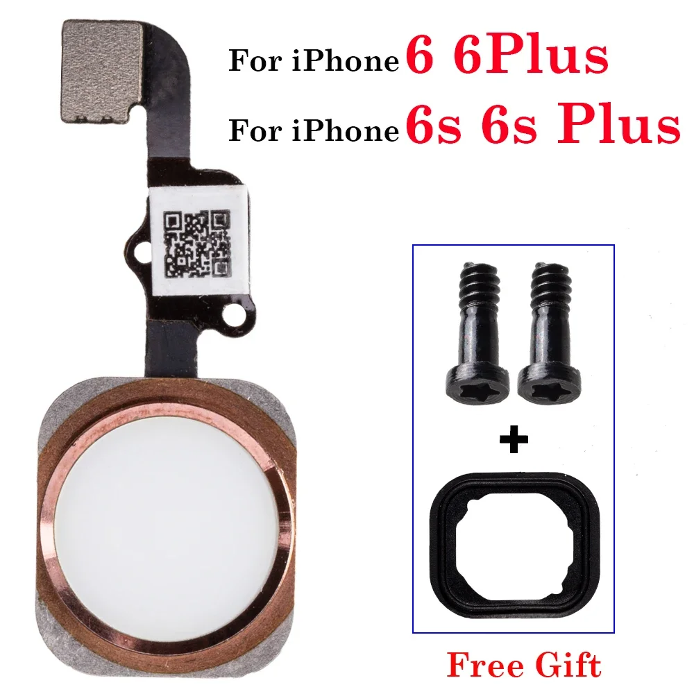 1Set/Lot Home Button + Rubber + Bottom Screws For iPhone 6 6s Plus Home Button Menu With Flex Cable Key Cap