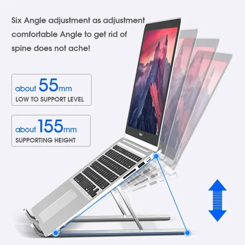 B-M Aluminum Alloy Laptop Holder Stand Adjustable Foldable Portable for Notebook Computer Brcket Lifting Cooling Holder Non-slip